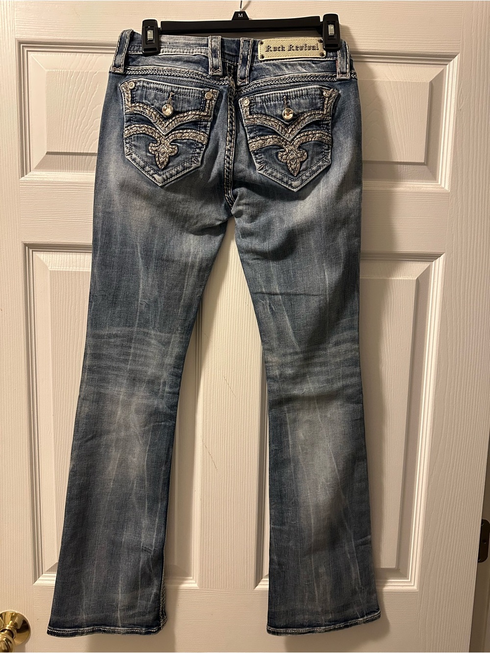 Rock Revival ‘Karla’ Distressed Embellished Mid-Rise Bootcut Jeans - Size 25